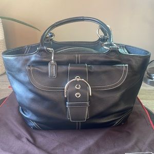 Coach SoHo black leather large business tote shoulder bag style #5770